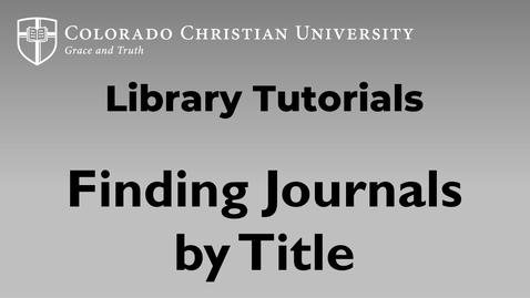 Thumbnail for Finding Journals by Title