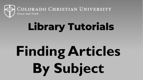Thumbnail for Finding Articles - CCU Library Tutorial