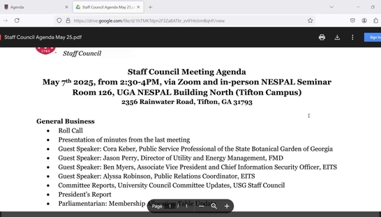 Staff Council Meeting