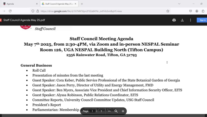 Staff Council Meeting