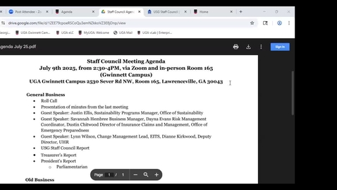 Thumbnail for Staff Council Meeting