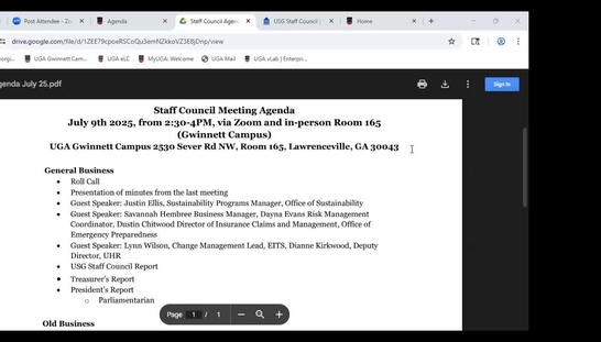 Staff Council Meeting