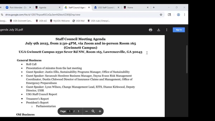 Staff Council Meeting