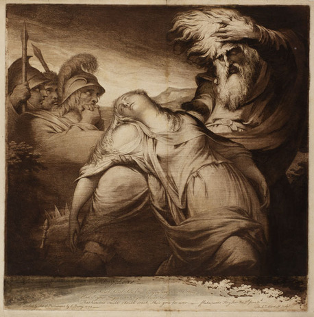 Figure 26. Archibald Macduff's etching of Barry's King Lear Mourns the Death of Cordelia (1774, 1776)