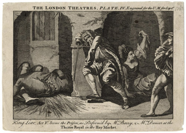 Figure 24. King Lear, Act V. Scene the Prison, as Perform'd by Mr. Barry and Mrs. Dancer (1767)