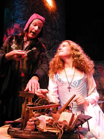 Dan Friedman as Polonius and Angela Janda as Ophelia