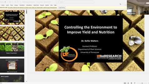 Thumbnail for entry Dr. Kellie Walters, Controlling the Environment to Improve Yield and Nutrition