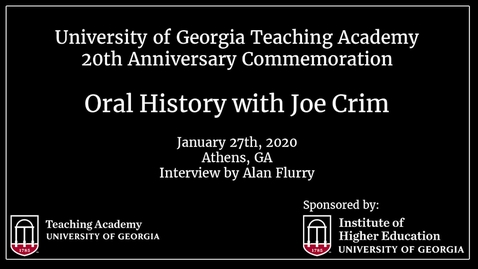Thumbnail for UGA Teaching Academy - Joe W. Crim