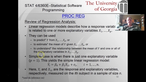 Thumbnail for PROC REG - Part 1 (Simple Linear Regression).mp4