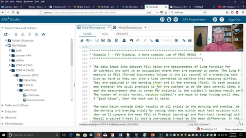 Thumbnail for More on PROC MEANS-The FEV Example