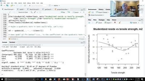 Thumbnail for Linear Regression in R - Part 3 (The Tire Rubber Example, Continued).mp4