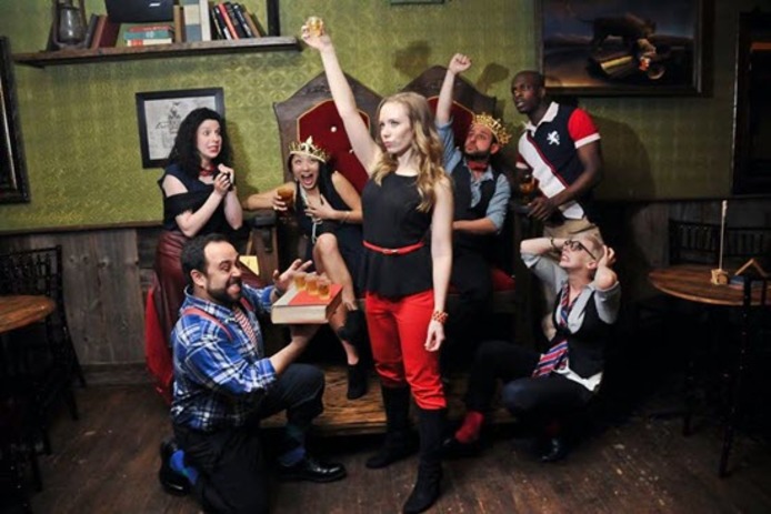 Figure 4. Ensemble members (L-R) Lindsey Hope Pearlman, Josh Hyman, Poppy Liu, Kristin Friedlander, Lou Sallan, Damiyr Shuford, and Kate Gunther