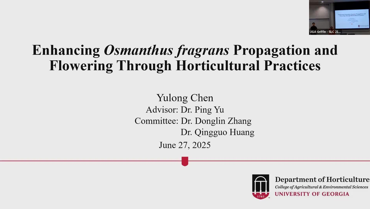 Yulong Chen, Enhancing Osmanthus fragrans Propagation and Flowering Through Horticultural Practices