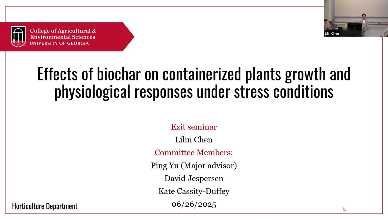 Lilin Chen, Effect of biochar on containerized plants growth and physiological response under stress conditions