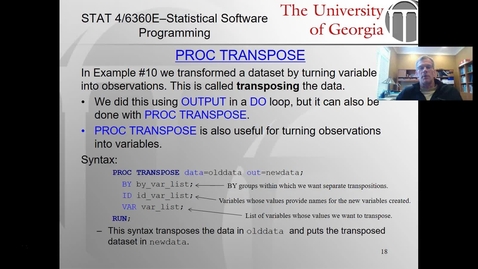 Thumbnail for PROC TRANSPOSE - Part 1 (Transposing Observations into Variables)