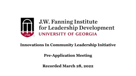 Thumbnail for 2022 Innovations in Community Leadership Initiative Pre Application Call