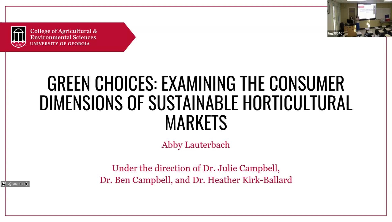 Abigail Lauterbach, MS GRA - &quot;Consumer Dimensions of Sustainable Horticulture&quot;