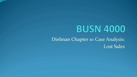 Thumbnail for Dielman Chapter 10, Pt. X: Case Study (v2)