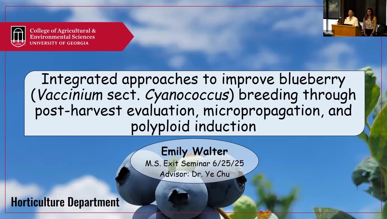 Emily Walter, Integrated approaches to improve blueberry (vaccinium sect. cyanococcus) breeding through post-harvest evaluation...