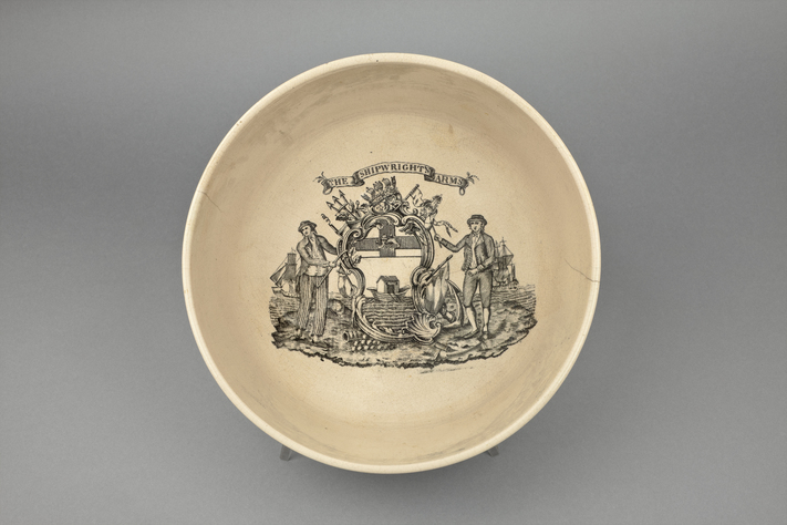 Figure 2. Ceramic bowl with the guild insignia "The Shipwright's Arms." Photo Credit: Shakespeare Birthplace Trust. Figure 2. Ceramic bowl with the guild insignia "The Shipwright's Arms." Photo Credit: Shakespeare Birthplace Trust.