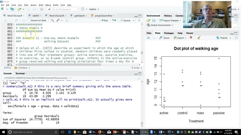 Thumbnail for ANOVA Models in R - Part 2 (Fitting and Summarizing One-way Models).mp4