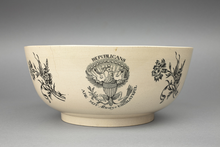 Figure 3. Ceramic bowl with the motto "Republicans are not always ungrateful." Photo Credit: Shakespeare Birthplace Trust. Figure 3. Ceramic bowl with the motto "Republicans are not always ungrateful." Photo Credit: Shakespeare Birthplace Trust.