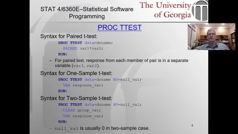 Thumbnail for PROC TTEST - Part 1 (Paired and One-Sample Tests)