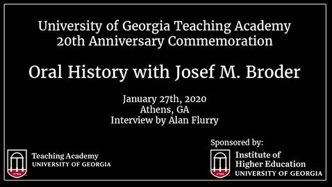 Thumbnail for UGA Teaching Academy - Josef M. Broder