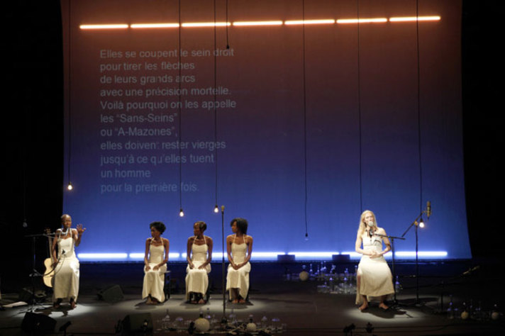 Figure 6. Rokia Traore at left, Tina Benko at right, with Chorus