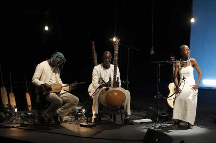 Figure 8. Rokia Traore with Two Musicians Playing the Ngoni and the Kora