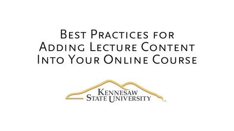 Thumbnail for entry Adding Lecture Content to Your Course