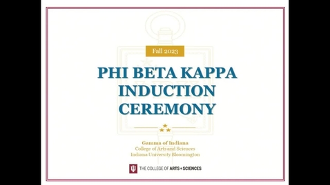 Thumbnail for Fall 2023 Phi Beta Kappa Induction - Kaltura Record