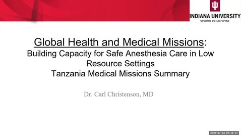 Thumbnail for AGR- Medical Missions and Global Health in Tanzania - Dr. Carl Christenson - 07.23.2025