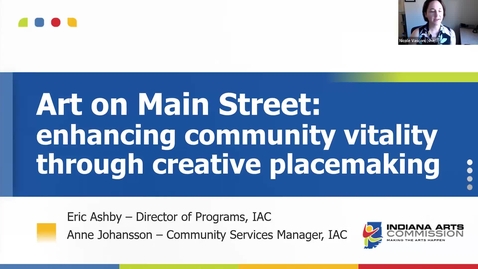 Thumbnail for IU Rural Placemaking Studio Webinar Series: Bringing Arts and Main Street Together