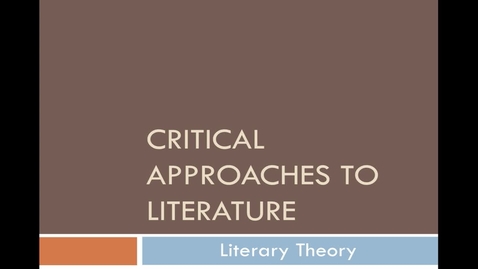 Thumbnail for entry Critical Approaches