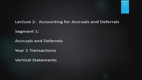 Thumbnail for A186 02-1 Accounting for Accruals &amp; Deferrals