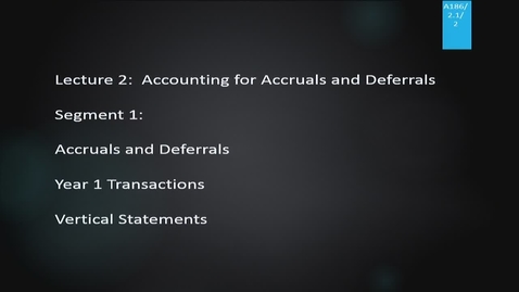 Thumbnail for entry A186 02-1 Accounting for Accruals &amp; Deferrals