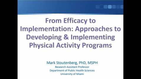 Thumbnail for SBS Faculty Candidate Dr Mark Stoutenberg 2017-08-09