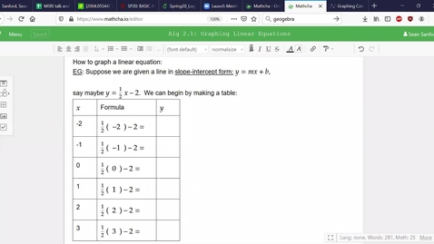 Thumbnail for Alg 2.1: Graphing Lines by Plotting Points