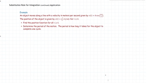 Thumbnail for 5.5 Substitution Rule Application M215 Spr17