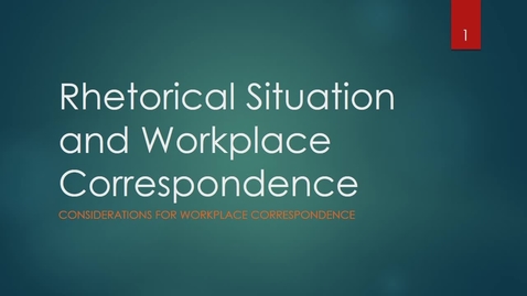 Thumbnail for Rhetorical Situation and Correspondence PPP with recording