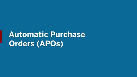 Thumbnail for Video 10 - Automatic Purchase Orders (APOs)