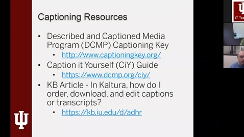 Thumbnail for Captioning Videos in Kaltura Webinar