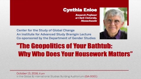 Thumbnail for entry 2016 Branigin Lecture with Cynthia Enloe 