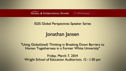 Thumbnail for entry Global Perspectives Series: Jonathan Jansen