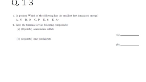 Thumbnail for entry CHEM-C 105 Quiz 7 - Fall 2016 - worked solution