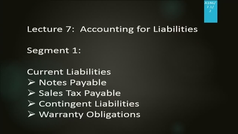 Thumbnail for entry A186 07-1 Accounting for Liabilities