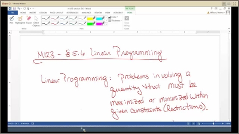 Thumbnail for M123 Section 5.6 Linear Programming