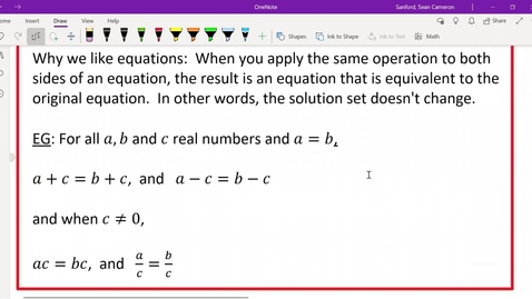 Thumbnail for entry Alg 1.5: Examples of Solving Equations