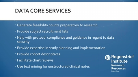 Thumbnail for entry Data Services for Human Subjects Research